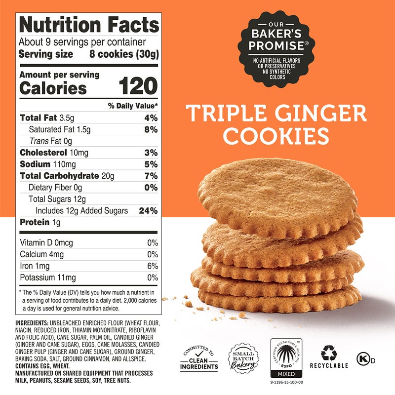 Dewey's Bakery Triple Ginger Cookie Thins | No Artificial Flavors, Synthetic Colors or Preservatives | Baked in Small Batches | 9oz (Pack of 1) - Image 2